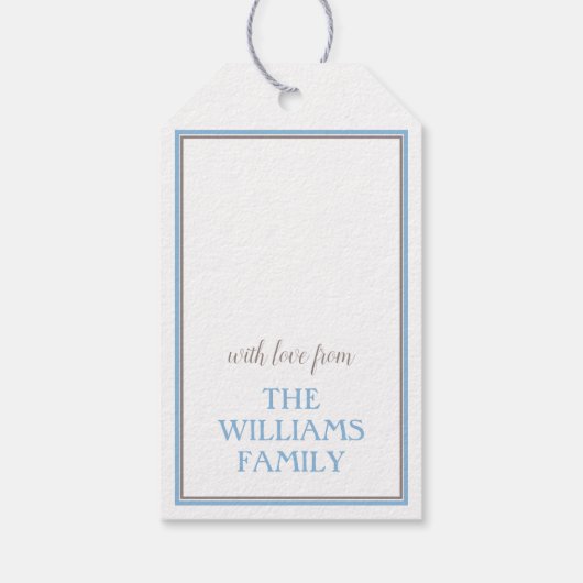 Nieuwsblauw kerstfeest cadeaulabel (Achterkant)