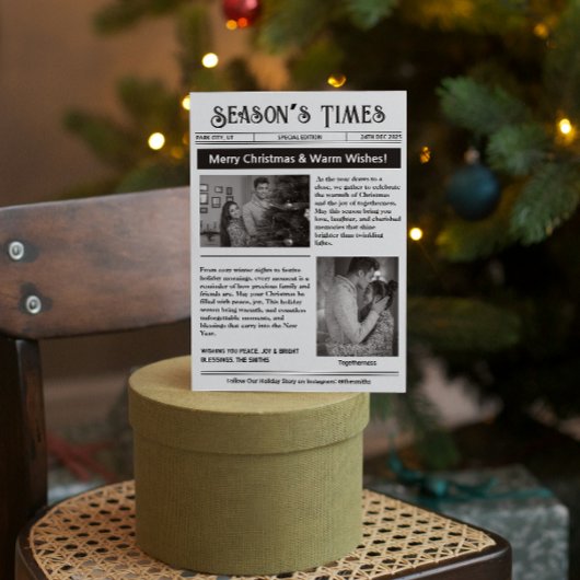 Nieuwsbrief Arch Multi Foto Kerst Zwart Wit Feestdagenkaart