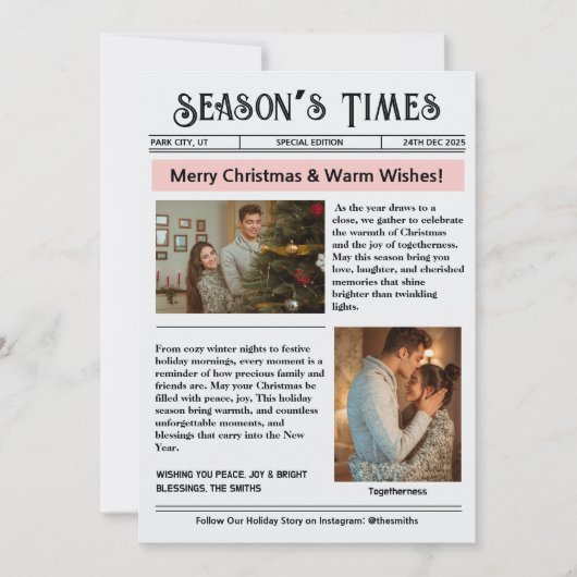 Nieuwsbrief Archief Fotocollage Kerstmis Feestdagenkaart (Voorkant)