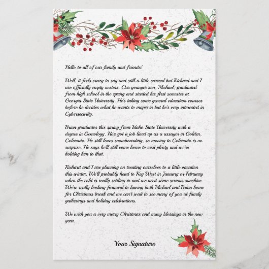 Nieuwsbrief Jouw tekst Stat land kerstfamilie Briefpapier (Voorkant)