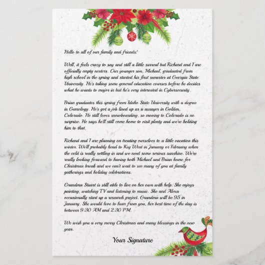 Nieuwsbrief Jouw tekst van Poinsettia Briefpapier (Voorkant)