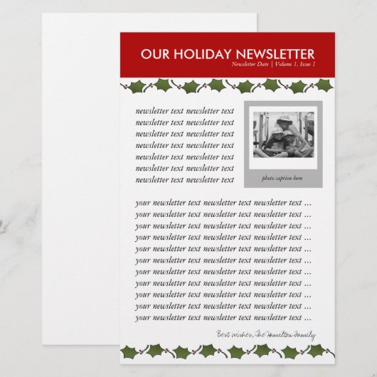 Nieuwsbrief kerstmis of feestdag Sjabloon Briefpapier (Voorkant / Achterkant)