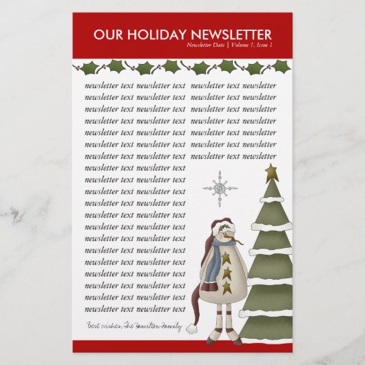 Nieuwsbrief kerstmis of feestdag Sjabloon Briefpapier (Voorkant)