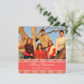 Nieuwsbrief met de achterste Coral Stripe-kerstkaa Kaart (Staand voorkant)