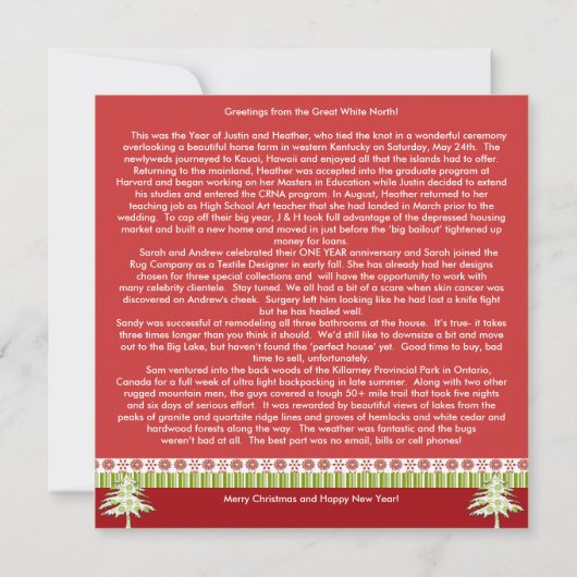 Nieuwsbrief met de Kaart voor Kerstmis op het Rood (Achterkant)