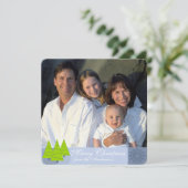 Nieuwsbrief op achterkant retro blauwe limoen kers feestdagenkaart (Staand voorkant)