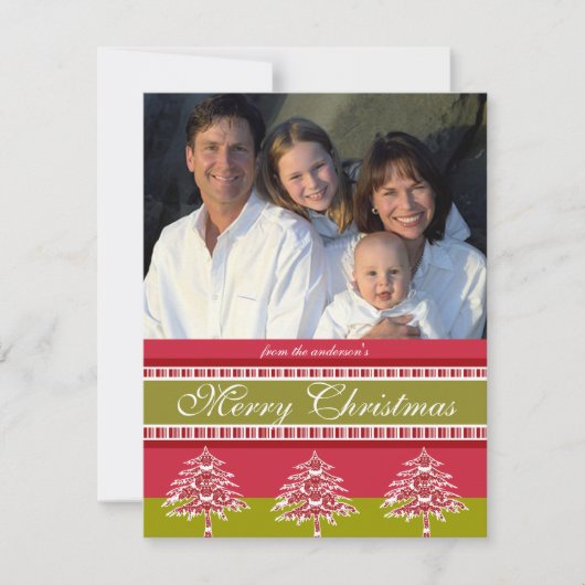 Nieuwsbrief op Back Red Damask Tree Christmas Kaar Kaart (Voorkant)