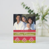 Nieuwsbrief op Back Red Damask Tree Christmas Kaar Kaart (Staand voorkant)