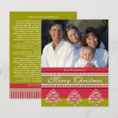 Nieuwsbrief op Back Red Damask Tree Christmas Kaar Kaart (Voorkant / Achterkant)