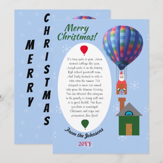 Nieuwsbrief Santa Hot Air ballon Feestdagenkaart (Voorkant / Achterkant)