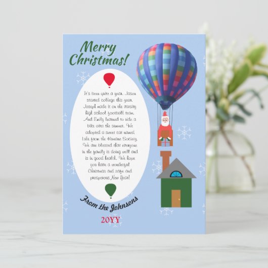Nieuwsbrief Santa Hot Air ballon  Feestdagenkaart (Staand voorkant)