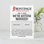 Nieuwsbrief-stijl bruiloft uitnodiging (Staand voorkant)