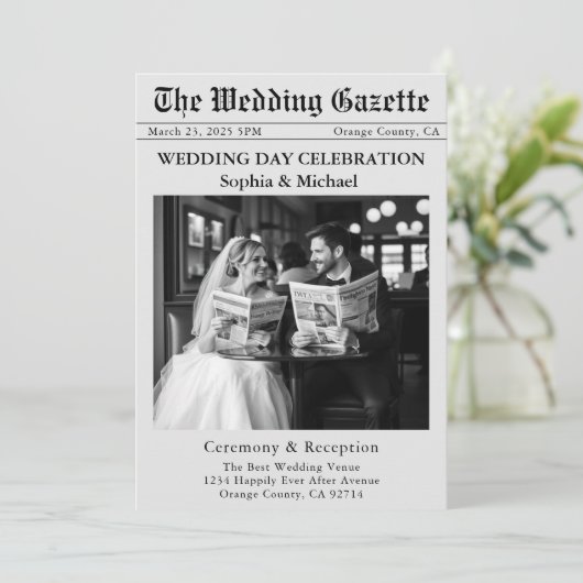 Nieuwsbrief Uitnodiging bruiloft (Staand voorkant)