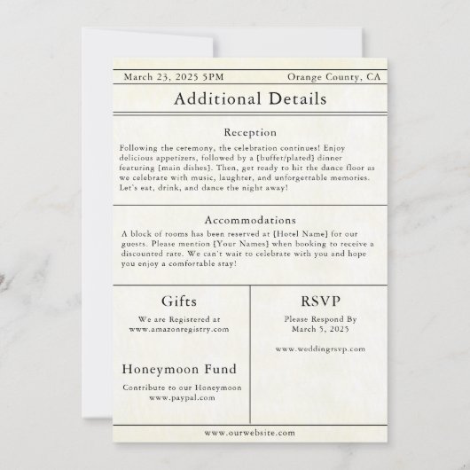 Nieuwsbrief Uitnodiging bruiloft (Achterkant)