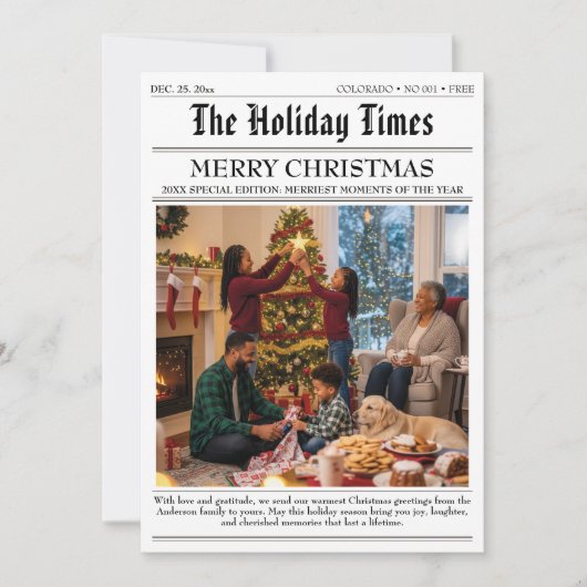 Nieuwsbrief van de Kerstfamilie Fotojaar in Review Feestdagenkaart (Voorkant)