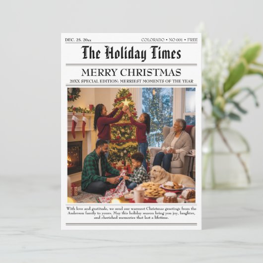 Nieuwsbrief van de Kerstfamilie Fotojaar in Review Feestdagenkaart (Staand voorkant)