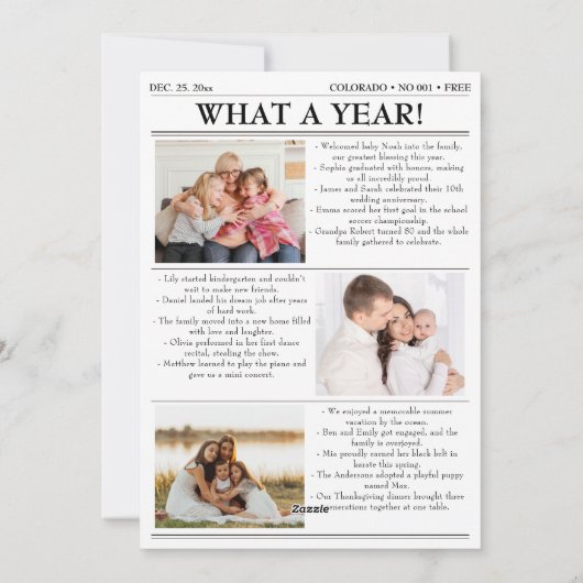 Nieuwsbrief van de Kerstfamilie Fotojaar in Review Feestdagenkaart (Achterkant)