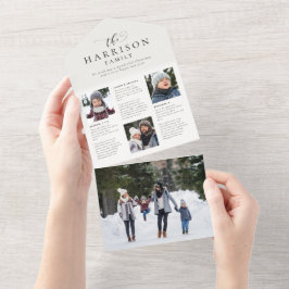 Nieuwsbrief van familie, drieledige vakantiekaart all in one uitnodiging