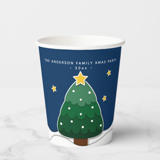 Nieuwse kerstboomfeest papieren bekers (Achterkant)