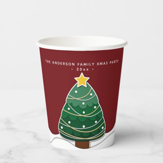 Nieuwse kerstboomfeest papieren bekers (Achterkant)