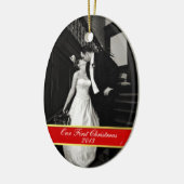 Nieuwsfeest Eerste Kerstmis Wed Keramisch Ornament (Links)