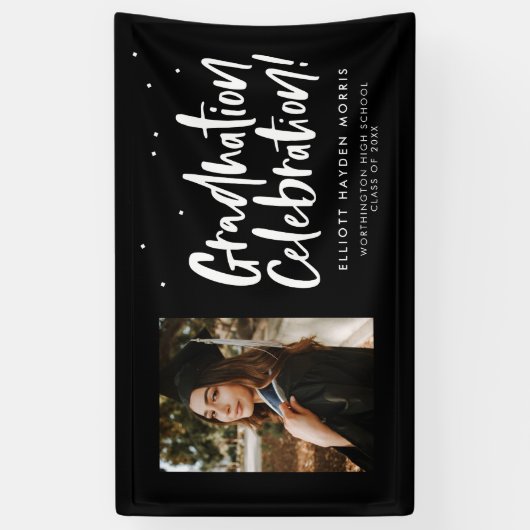 Nieuwsfeest in het moderne afstuderen spandoek (Verticaal)