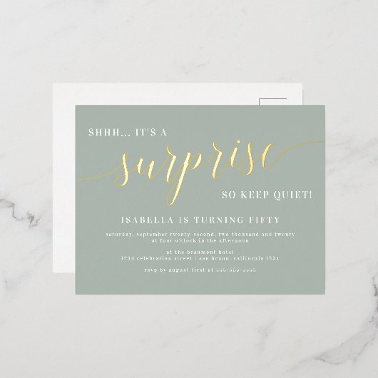 Nieuwsfeest in moderne vorm en Gold Script Folie Uitnodiging Briefkaart (Voorkant / Achterkant)