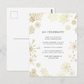 Nieuwsfeest met gouden sneeuwvlokken briefkaart (Voorkant / Achterkant)