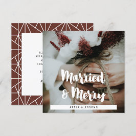 Nieuwsfoto van modern design, gehuwd en verrukt feestdagenkaart