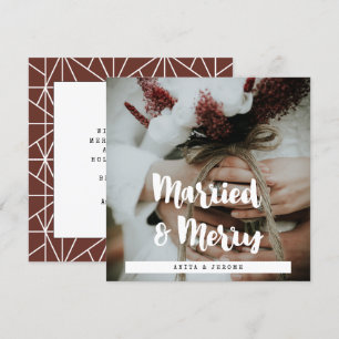 Nieuwsfoto van modern design, gehuwd en verrukt feestdagenkaart