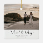 Nieuwsgierig 1-kerstfoto keramisch ornament (Achterkant)