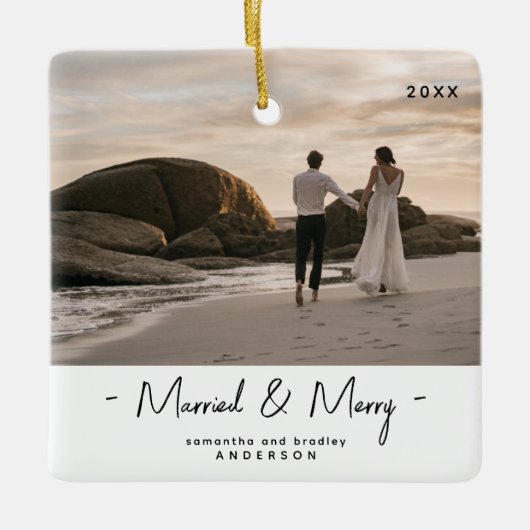 Nieuwsgierig 1-kerstfoto keramisch ornament (Voorkant)