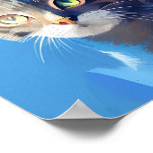 Nieuwsgierig abstracte kattenkunst van blauw poster (Hoek)