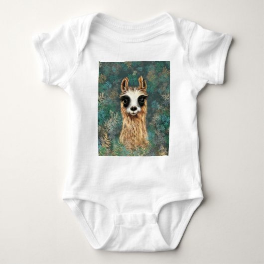 Nieuwsgierig Baby Llama Baby Bodysuit (Voorkant)