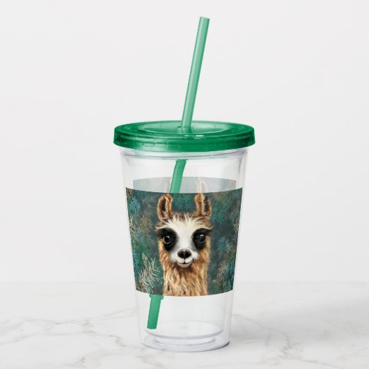 Nieuwsgierig Baby Llama Funny Acryl Tumbler Acryl Drinkbeker (Achterkant)