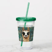 Nieuwsgierig Baby Llama Funny Acryl Tumbler Drinkbeker (Achterkant)