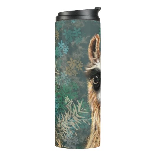 Nieuwsgierig Baby Llama Funny Thermal Tumbler Thermosbeker (Gedraaid links)