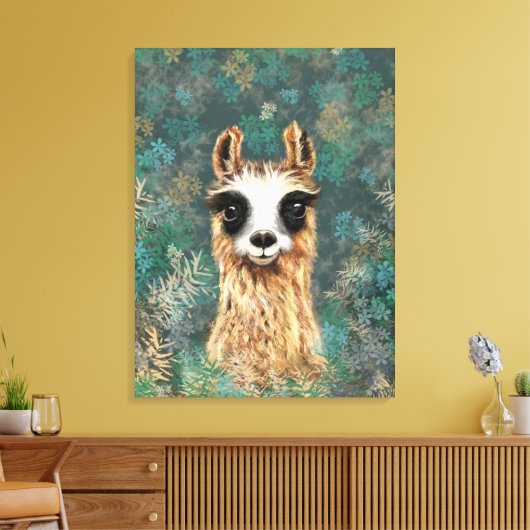 Nieuwsgierig Baby Llama Grappig Canvas Print - Sch (Insitu (Woonkamer))