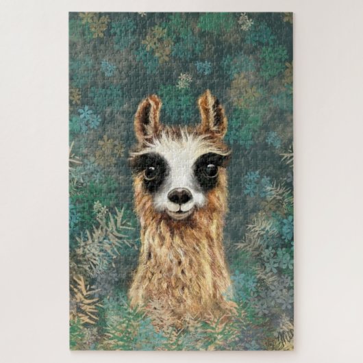 Nieuwsgierig Baby Llama Puzzle Funny Legpuzzel (Verticaal)