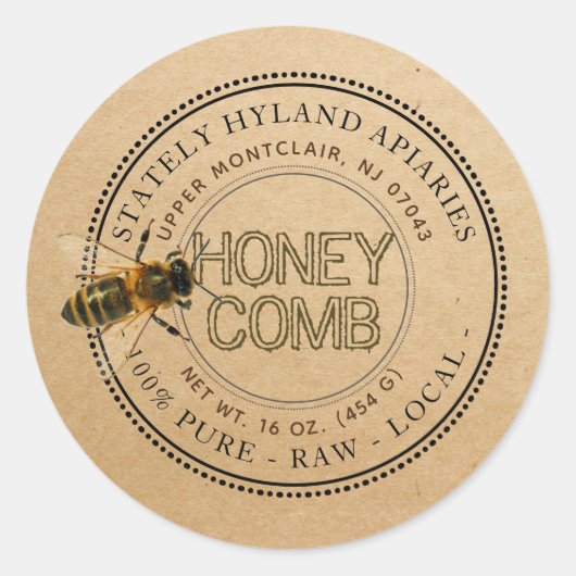 Nieuwsgierig Bee Editable Honey Label Kraft (Voorkant)