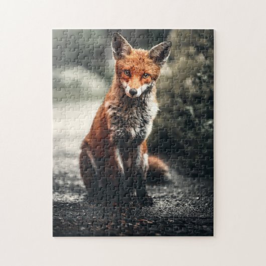 Nieuwsgierig Big Red en White Fox in Natuur Legpuzzel (Verticaal)
