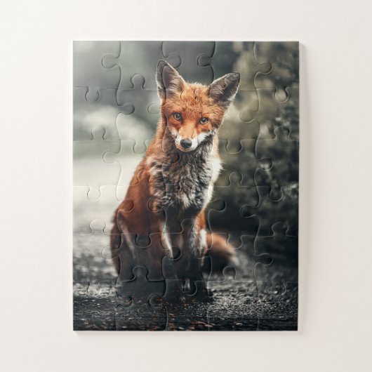 Nieuwsgierig Big Red en White Fox in Natuur Legpuzzel (Verticaal)