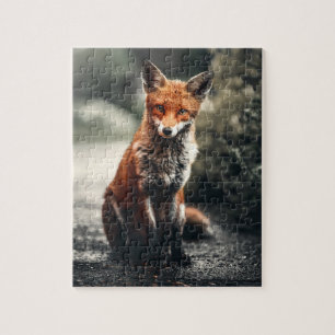 Nieuwsgierig Big Red en White Fox in Natuur Legpuzzel