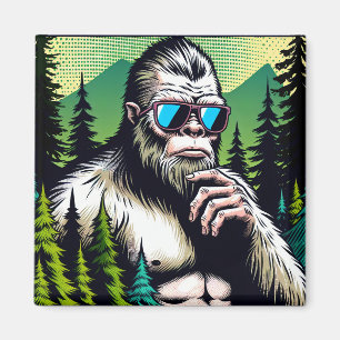 Nieuwsgierig Bigfoot met Zonnebril Verbergen in Bo Magneet