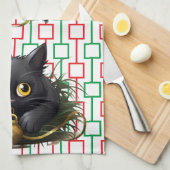 Nieuwsgierig Black Cats spelen met decoraties Theedoek (Quarter Fold)