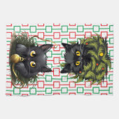 Nieuwsgierig Black Cats spelen met decoraties Theedoek (Horizontaal)