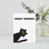 Nieuwsgierig briefkaart met zwarte kat (Staand voorkant)