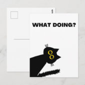 Nieuwsgierig briefkaart met zwarte kat (Voorkant / Achterkant)