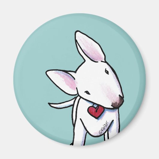 Nieuwsgierig bull Terrier Magnet (Voorkant)