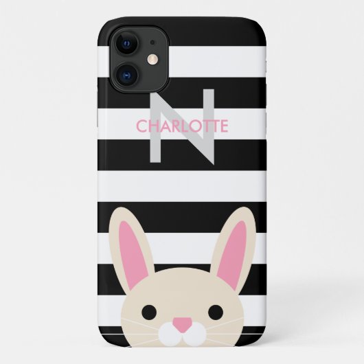 Nieuwsgierig Bunny | Stripes | Monogram Case-Mate iPhone Case (Achterkant)